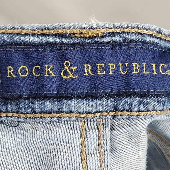 Rock & Republic Blue BERLIN Style Studded 5 Pocket Denim Blue Jeans Size 10S - Picture 8 of 12